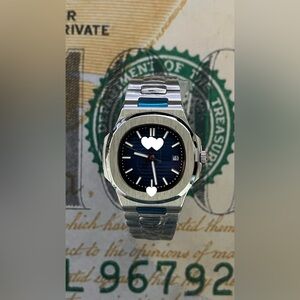 Stainless Steel Blue Dial Wristwatch